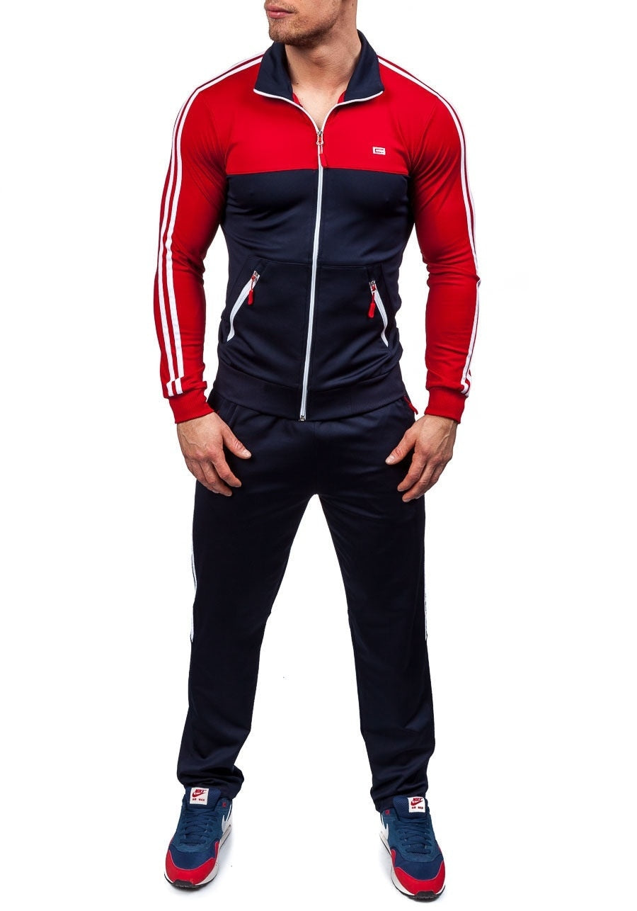 ZOGAA mens tracksuit Russian classic style mens track suit set Red and white plus size S-XXXXL men clothes 2018 sweat suits men