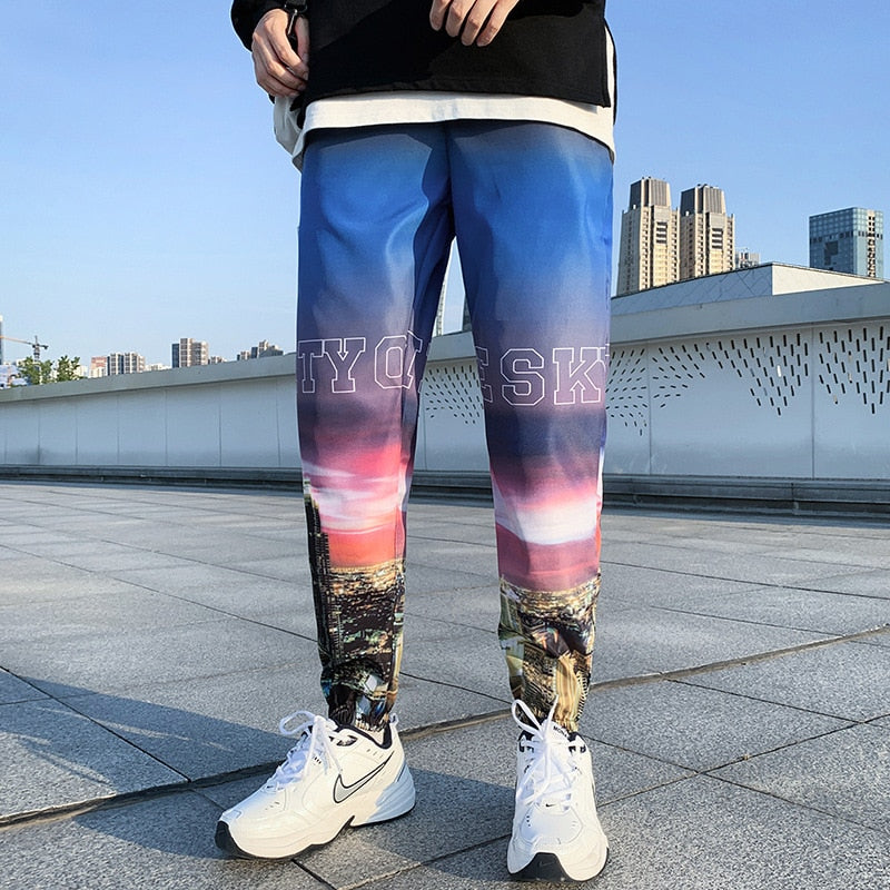 Gradient Jogger Pants Men Streetwear Hip hop Harem Pants Loose Casual Sport Elastic waist Ankle length Trousers