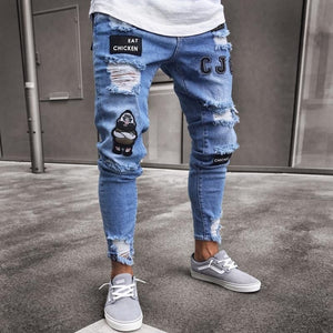 Men Clothes Hip Hop Sweatpants Skinny Motorcycle Denim Pants Zipper Designer Black Jeans Mens Casual Men Jeans Trousers