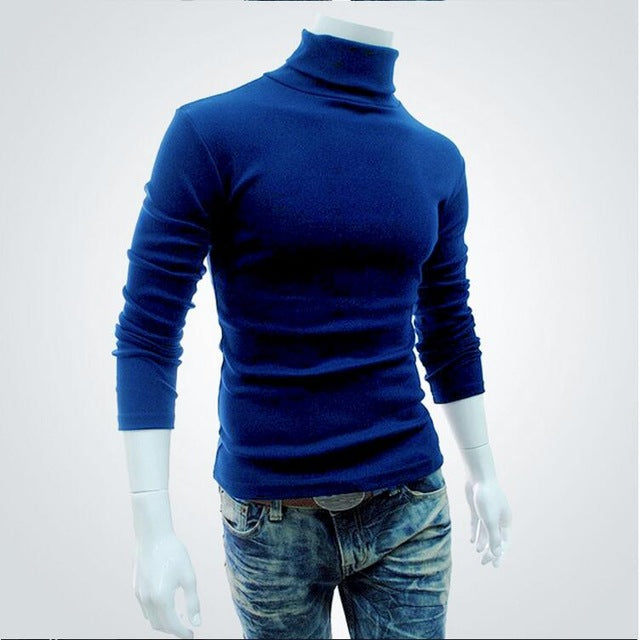 2019 New Autumn Winter Men'S Sweater Men'S Turtleneck Solid Color Casual Sweater Men's Slim Fit Brand Knitted Pullovers