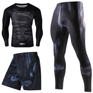 Superhero Compression Tracksuits Men's Sport Suit Quick Dry Running sets Clothes Sports Joggers Training Gym Fitness Man Set